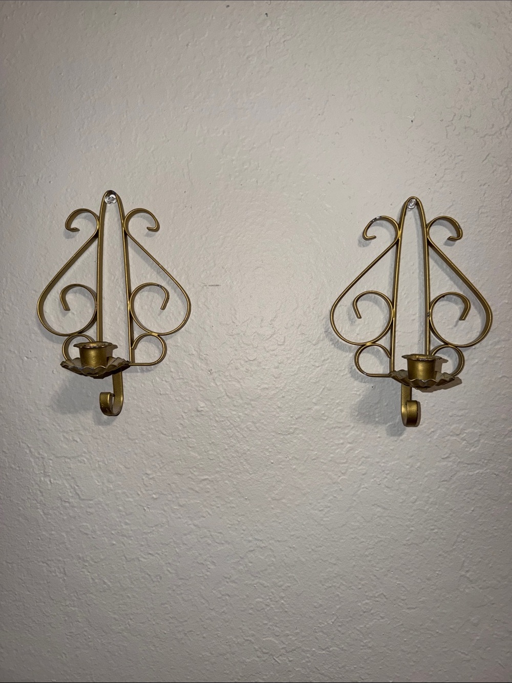 Vintage Gold Iron Wall Sconces Spanish Style Candle Holders Metal Brass Gold